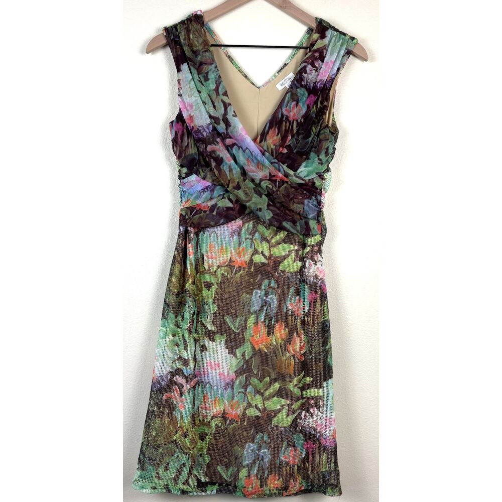 Anthropologie Weston Amisi Mesh Dress Size Medium in Green Motif - Picture 4 of 11